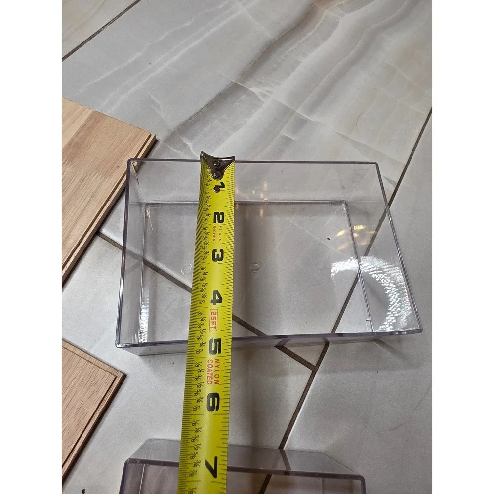 3‎ Piece Clear Acrylic Storage Bin Set with Wood Lids Nesting Organizers